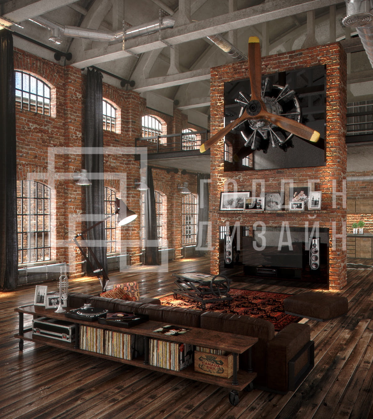 Дизайн интерьера в стиле лофт 0